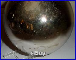 Antique 5 Silver Mercury Glass German Heavy Ball Kugel Christmas Ornament