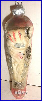 Antique 5 Uncle Sam Stocking Patriotic Christmas glass blown Ornament Germany