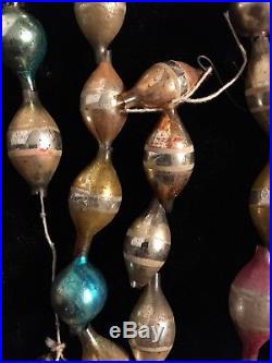 Antique 50 Oblong Striped Glass Bead Garland Christmas Feather Tree Strand
