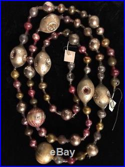 Antique 58 Bimini Striped Indent Bead Figural Glass Garland Xmas Feather Tree
