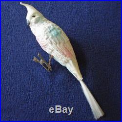 Antique 8 Inch Cockatoo Unsilvered German Glass Bird Christmas Ornament