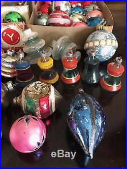 Antique 90+ Lot Vtg Mercury Glass Christmas Ornaments Indents Bells USA Germany