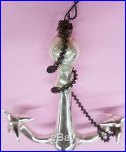 Antique ANCHOR Christmas Ornament German Blown Mercury Glass Wire Wrapped RARE