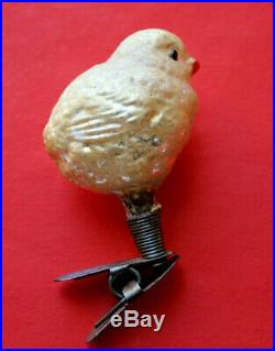Antique Baby Chick German Glass Clip On Christmas Ornament