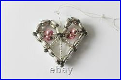 Antique Beaded Christmas Ornament Heart Czech Gablonz Wire Mercury Glass Ca. 1890