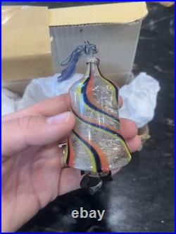 Antique Bimini Striped Art Deco Faden Glass Bell Christmas Ornament 1930's