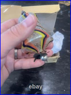 Antique Bimini Striped Art Deco Faden Glass Bell Christmas Ornament 1930's