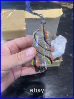 Antique Bimini Striped Art Deco Faden Glass Bell Christmas Ornament 1930's