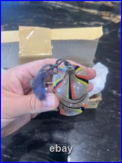 Antique Bimini Striped Art Deco Faden Glass Bell Christmas Ornament 1930's
