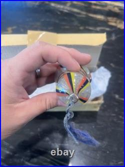 Antique Bimini Striped Art Deco Faden Glass Bell Christmas Ornament 1930's