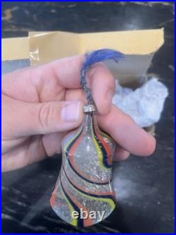 Antique Bimini Striped Art Deco Faden Glass Bell Christmas Ornament 1930's