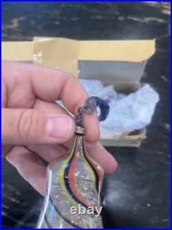 Antique Bimini Striped Art Deco Faden Glass Bell Christmas Ornament 1930's