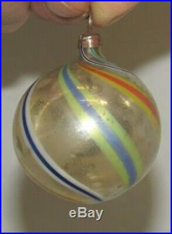 Antique Bimini Striped Art Deco Faden Glass Swirl Christmas Ornament 1930's