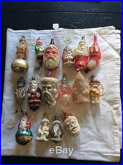 Antique Blown Glass Christmas Tree Ornament German Clip On Santa With Green Coat
