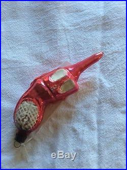 Antique Blown Glass Christmas Tree Ornament German Red Revolver