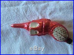 Antique Blown Glass Christmas Tree Ornament German Red Revolver