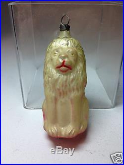 Antique Blown Glass Figural Seated Lion Christmas Tree Ornament King Beasts VR