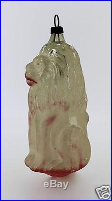 Antique Blown Glass Figural Seated Lion Christmas Tree Ornament King Beasts VR