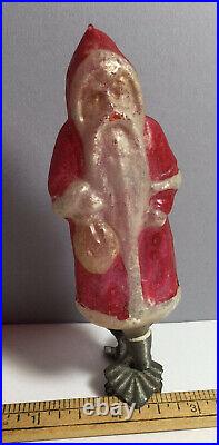 Antique Blown Glass Santa Belsnickle Clip-on Christmas Ornament Red/white 4