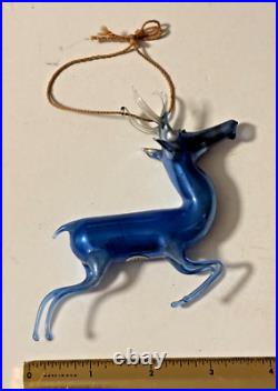 Antique Blue Glass Reindeer Deer German Christmas Ornament Perfect For Charity