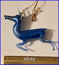 Antique Blue Glass Reindeer Deer German Christmas Ornament Perfect For Charity