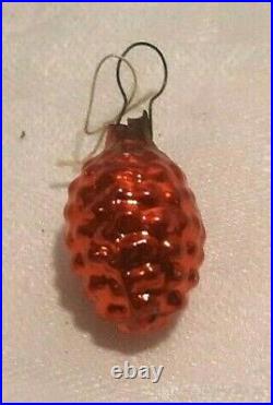 Antique Box German Feather Tree Miniature Christmas Ornaments pinecones & balls