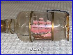 Antique Celluoid Ship In A Blown Glass Bottle 6 Italian Christmas Ornament RARE