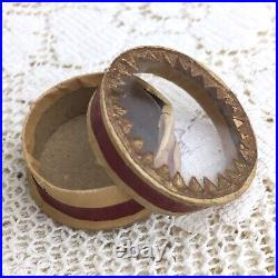 Antique Christmas Dresden Paper Trinket Box Miniature Feather Tree Ornament Red