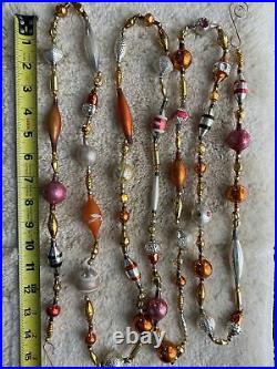 Antique Christmas Mercury Glass Feather Tree Garland Indents Geometric Stripes