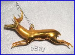 Antique Christmas Ornament Leaping Deer Amber Blown Mercury Glass
