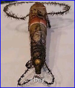 Antique Christmas Ornament Santa Airplane Blown Glass Scrap Wire RARE 7 1/2 Antique Christmas Ornament Santa Airplane Blown Glass Scrap Wire RARE 7 1/2