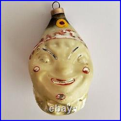 Antique Clown Face Christmas Ornament Hand Painted Mercury Glass Austria Lot N