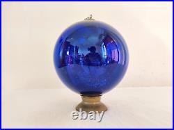 Antique Cobalt Blue Glass 7.5 German Kugel Christmas Ornament Decorative Old 61