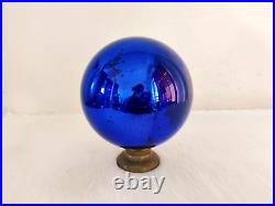 Antique Cobalt Blue Glass 7.5 German Kugel Christmas Ornament Decorative Old 61
