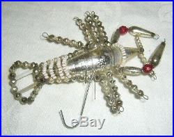 Antique Czech Mercury Silvered Glass Lobster Crawfish Christmas Tree Ornament