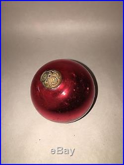 Antique Deep Red German Glass Kugel Christmas Ornament 2 1/4 Ca. 1900