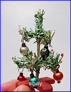 Antique Doll House 4 Goose Feather Christmas Tree Mini Glass Ornament Germany