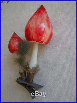 Antique End of Day Double Mushroom Clip Christmas Ornament German