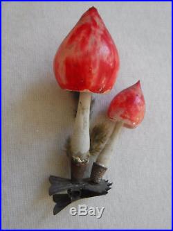 Antique End of Day Double Mushroom Clip Christmas Ornament German