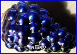 Antique French Cobalt Blue Grape Glass Kugel Christmas Ornament