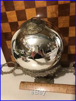 Antique French Kugel Large Silver Christmas Ornament 7 1/2 by Vergo Glassworks