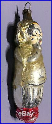 Antique GRETEL Flesh face German Embossed Figural Christmas Glass ornament