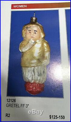 Antique GRETEL Flesh face German Embossed Figural Christmas Glass ornament