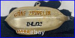 Antique German Blown Glass Graf Zeppelin D-L127 Christmas Ornament 1930's RARE