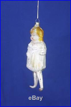 Antique German Blown Glass Mary Pickford Extended Leg Christmas Ornament ca1910