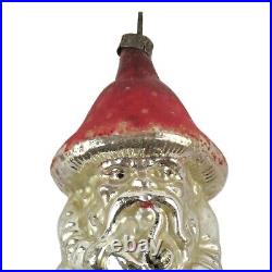 Antique German Blown Glass Mushroom Man with Pipe Figural Christmas Ornament