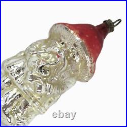 Antique German Blown Glass Mushroom Man with Pipe Figural Christmas Ornament