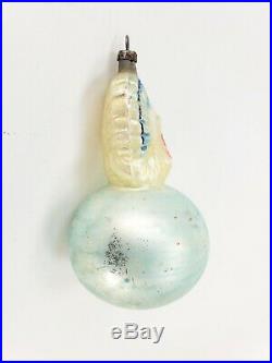 Antique German Blown Glass Peacock on Ball Christmas Ornament ca1920