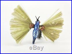 Antique German Blown Glass and Spun Glass Butterfly Christmas Ornament ca1910