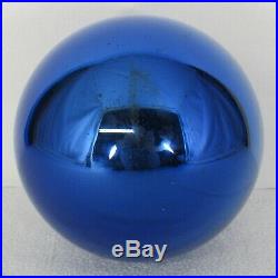 Antique German Blue Mercury Glass Sphere Shaped 5 Kugel Christmas Tree Ornament